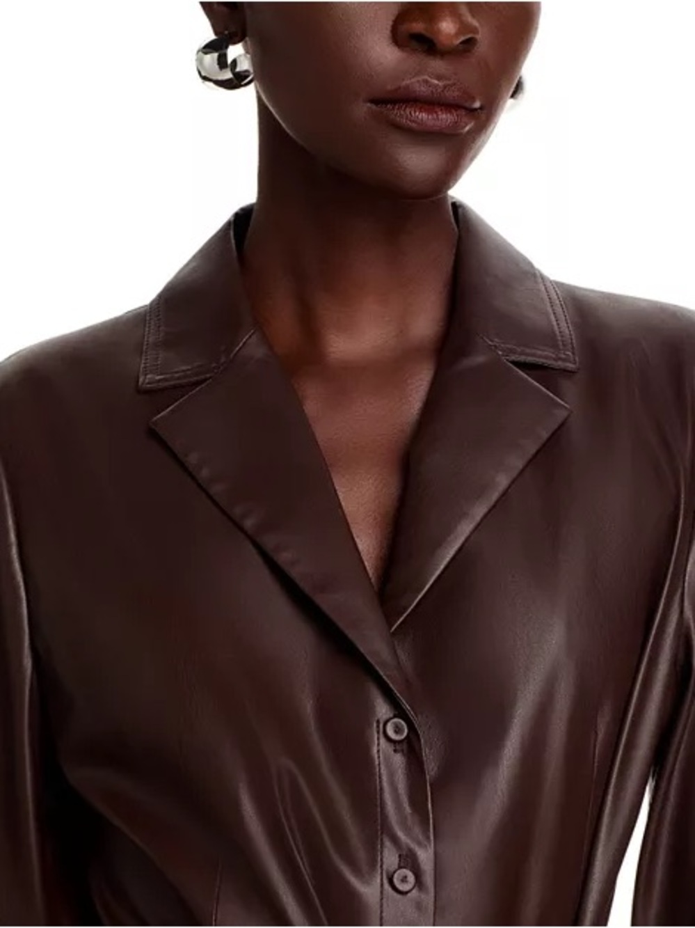 KOBI HALPERIN Dixie Faux Leather Shirtdress Brown XXL NWT Belted Designer Dress - Picture 7 of 15